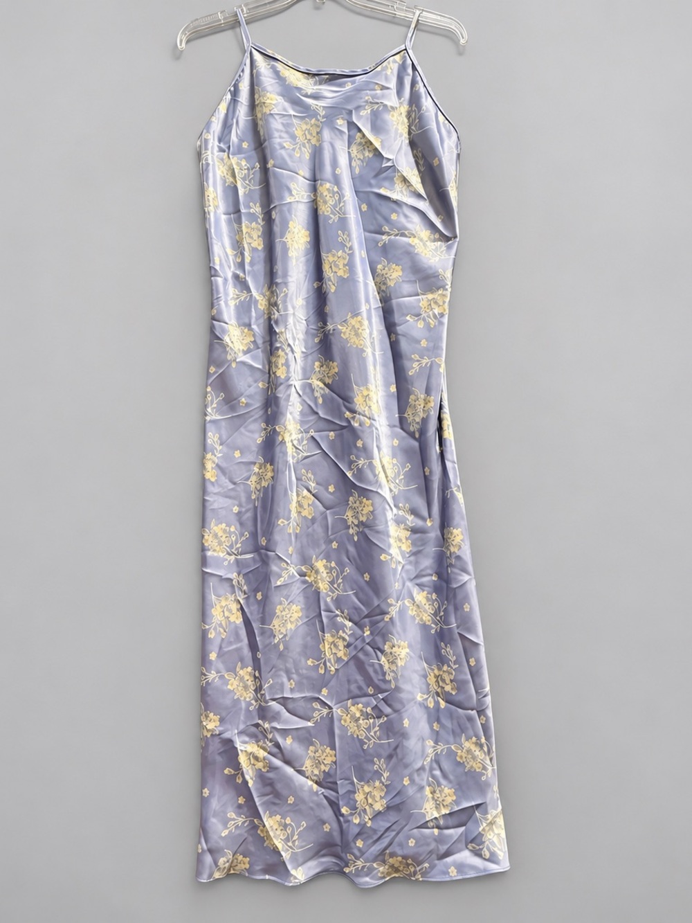 Y2K Valerie Stevens Floral Satin Lingerie Maxi Slip Dress Long Nightgown Size M